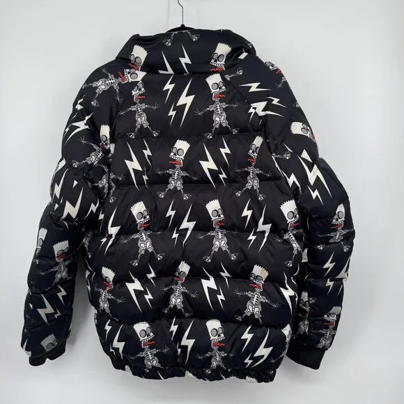 The Simpsons Bart Skeleton‎ Lightning Bolt Puffer Heavyweight Jacket Mens L